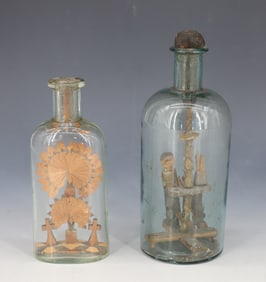 (2) FOLK ART BOTTLE WHIMSEYS