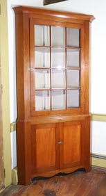 19TH C. TWO-PIECE CORNER CUPBOARD
