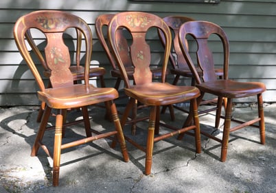 SET OF PAINTED BALLOON BACK CHAIRS