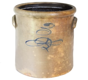 BLUE DECORATED STONEWARE CROCK