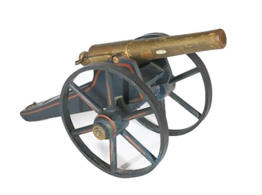 PAINTED WOODEN TOY CANNON