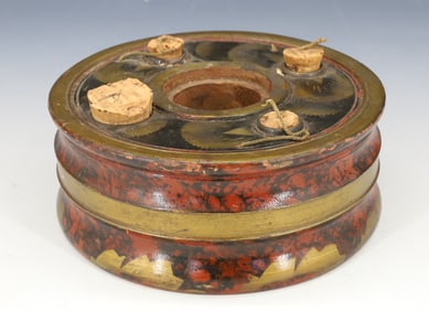 JAMES L. CHAPPELL DECORATED INK STAND, INKWELL