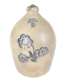 C. HART, BLUE DECORATED STONEWARE JUG