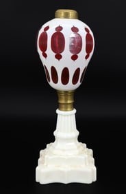 BOSTON & SANDWICH GLASS CO. OVERLAY LAMP