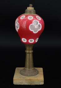 BOSTON & SANDWICH GLASS CO. DOUBLE OVERLAY LAMP