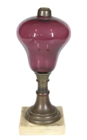 19TH C. AMETHYST KEROSENE LAMP
