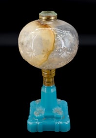 19TH C. PATTERN GLASS OIL LAMP
