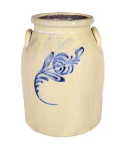 EDMANDS & CO. BLUE DECORATED STONEWARE JAR