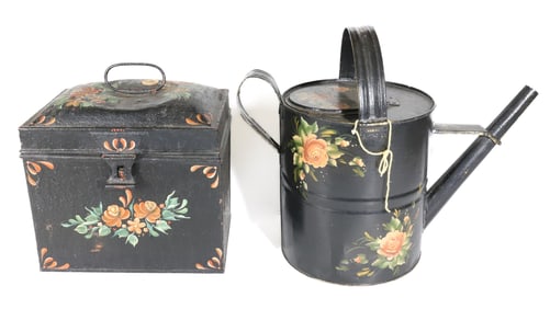TOLEWARE WATERING CAN AND DOCUMENT BOX