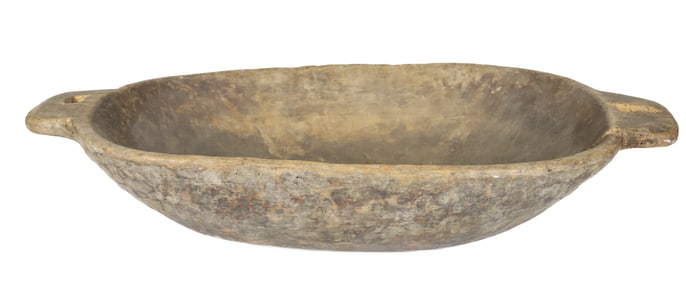EARLY CARVED WOODEN BOWL, TRENCHER