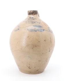 OVOID STONEWARE ADVERTISING JUG