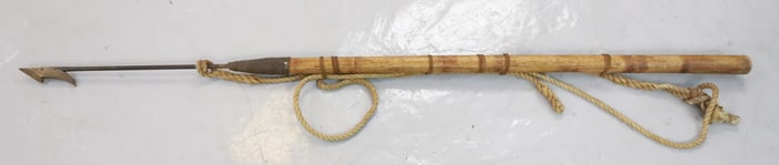 19TH C. BRONZE/WROUGHT IRON TOGGLE WHALING HARPOON