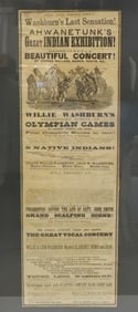FRAMED 1863 BROADSIDE, INDIAN EXHIBITION