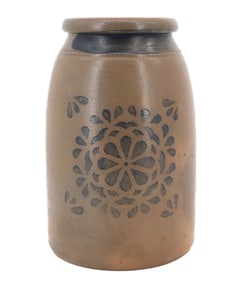 BLUE DECORATED STENCILED JAR