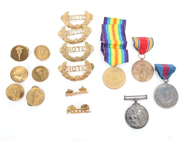 (16) SILVER BRITISH MEDALS AND BRASS