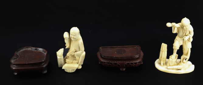 (2) ANTIQUE CHINESE CARVED BONE FIGURINES