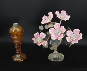 VINTAGE ITALIAN GLASS FLOWERS AND LAMP