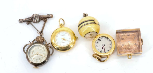 (5) VINTAGE PENDANT WATCHES