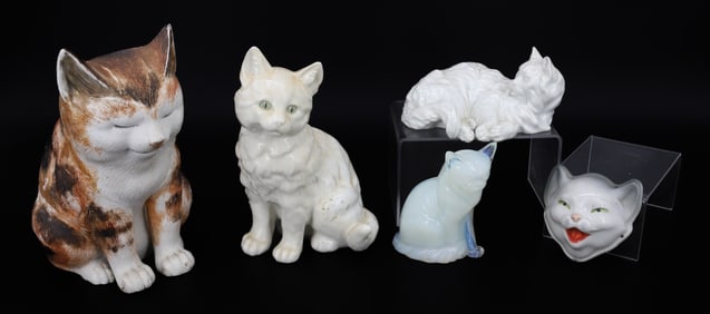 (5) VINTAGE CAT FIGURINES