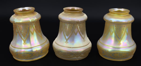 (3) ART DECO ERA IRIDESCENT SHADES