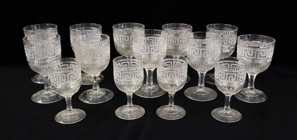 LOT OF GREEK KEY GOBLETS