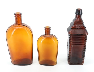 ST. DRAKES BITTERS BOTTLE AND TWO FLASKS