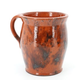 REDWARE POTTERY HANDLED CROCK