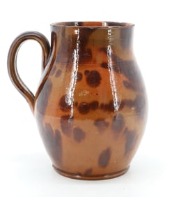 REDWARE POTTERY HANDLED CROCK