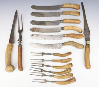 LOT OF 19TH C. BONE HANDLED FLATWARE