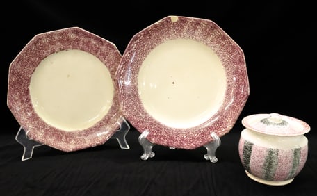 LOT OF PURPLE SPATTERWARE