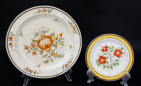 (2) EARLY PEARLWARE PLATES