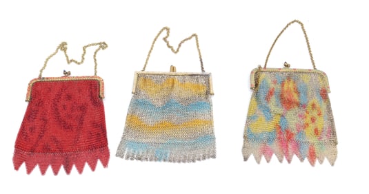 (3) ART DECO METAL MESH PURSES