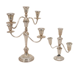 (2) STERLING SILVER WEIGHTED CANDELABRA