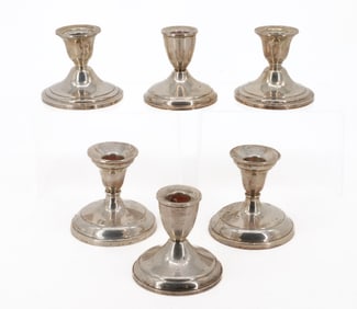 (6) STERLING SILVER WEIGHTED CANDLE HOLDERS