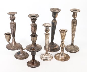 (8) STERLING SILVER WEIGHTED CANDLESTICKS