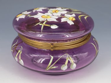 AUSTRIA LAVENDER ENAMEL GLASS BOX