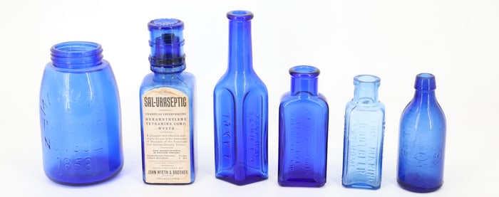 LOT OF COBALT BLUE BOTTLES