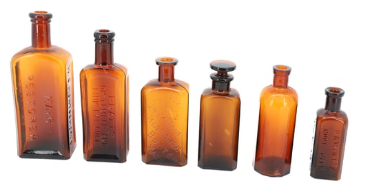 LOT OF AMBER ADVERTISING BOTTLES