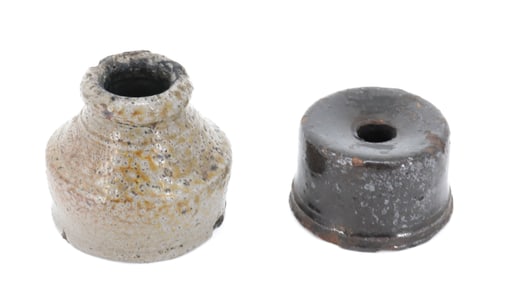 (2) STONEWARE INKWELLS