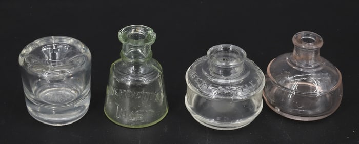 LOT OF (4) GLASS INKWELLS