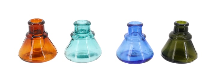 LOT OF (4) GLASS INKWELLS