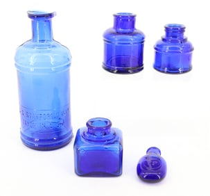 LOT OF COBALT BLUE BOTTLES