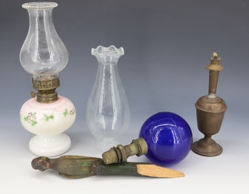 BRISTOL GLASS LAMP, JEWELERS LAMP AND MORE
