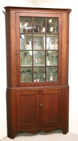 19TH C. TWO-PIECE CORNER CUPBOARD