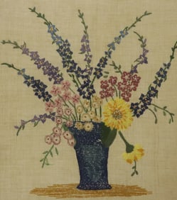 FRAMED FLORAL TEXTILE