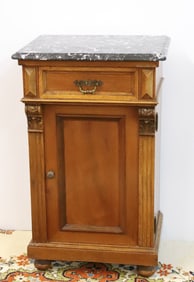 ANTIQUE MARBLE TOP NIGHTSTAND, CABINET