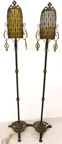 PAIR OF CAST IRON SPANISH REVIVAL FLOOR LAMPS