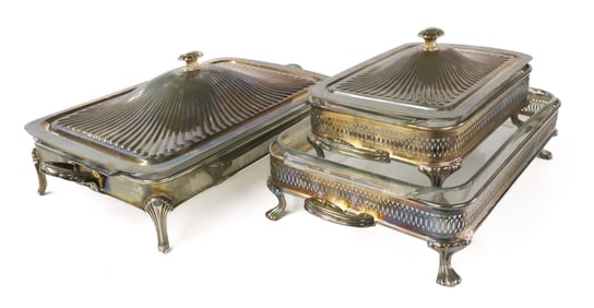 (3) SILVERPLATE CHAFING DISHES