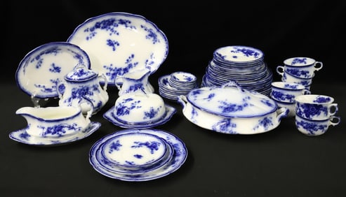 (50) FLOW BLUE DINNERWARE