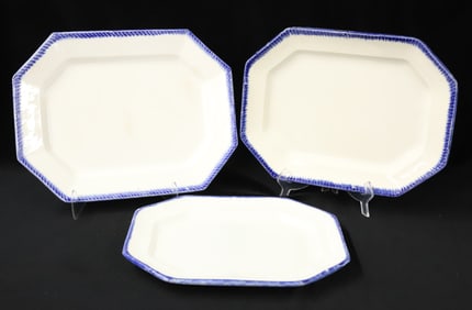 (3) LEEDS FEATHER EDGE PLATTERS